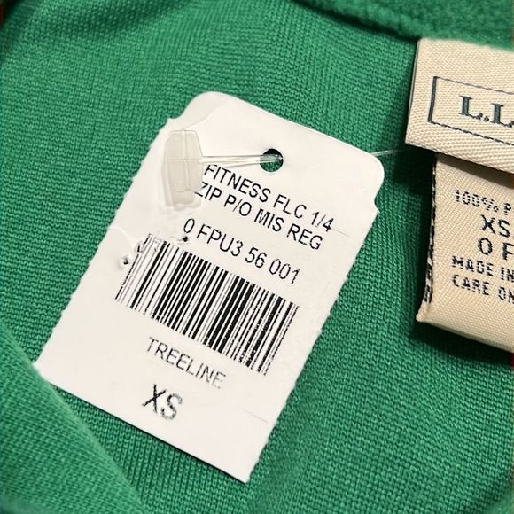 LL Bean Treeline Green Performance Fleece 1/4 Zip Sweatshirt Sz XS NWT - Picture 5 of 10